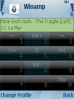 Bluetooth Remote Control - J2ME app - Winamp